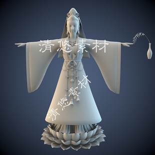 obj格式 神话人物佛像女观世音菩萨maya c4d fbx 非实物A222 模型