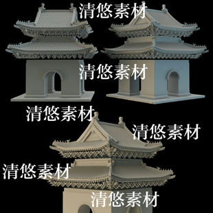 obj古风中式 maya c4d fbx 非实物A924 建筑屋顶御碑亭模型文件