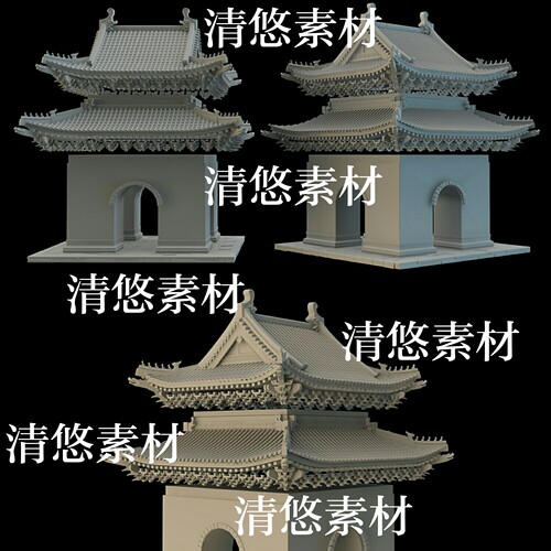 maya c4d fbx obj古风中式建筑屋顶御碑亭模型文件 非实物A924