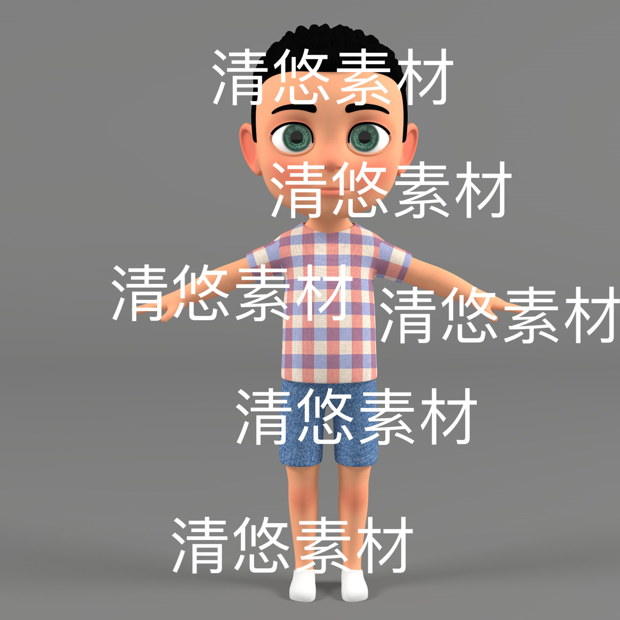 c4d fbx obj格式卡通形象人物儿童小男孩3D文件 非实物E181