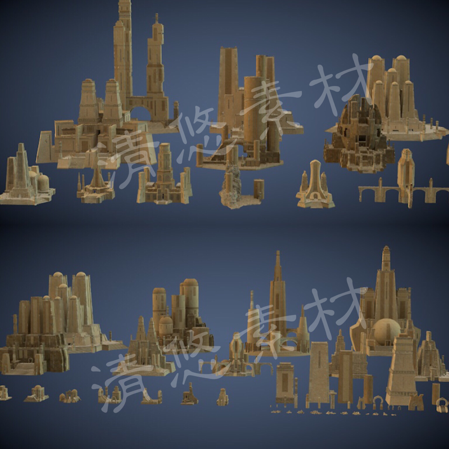 埃及神殿全套建筑c4d fbx obj格式模型国外建筑单体 939