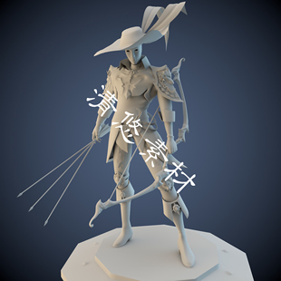 obj格式 羽毛帽子maya c4d fbx 非实物A267 模型弓箭手士兵男人物