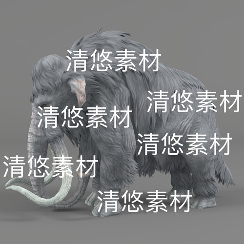 c4d fbx格式游戏动物长毛象大象骨骼绑定动作文件 非实物D177