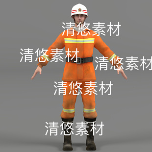 3dmax fbx obj人物男消防员救生员角色模型文件 非实物D708 c4d