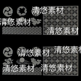 中式 c4d fbx obj格式 非实物B702 古代古典古风祥云海浪文件