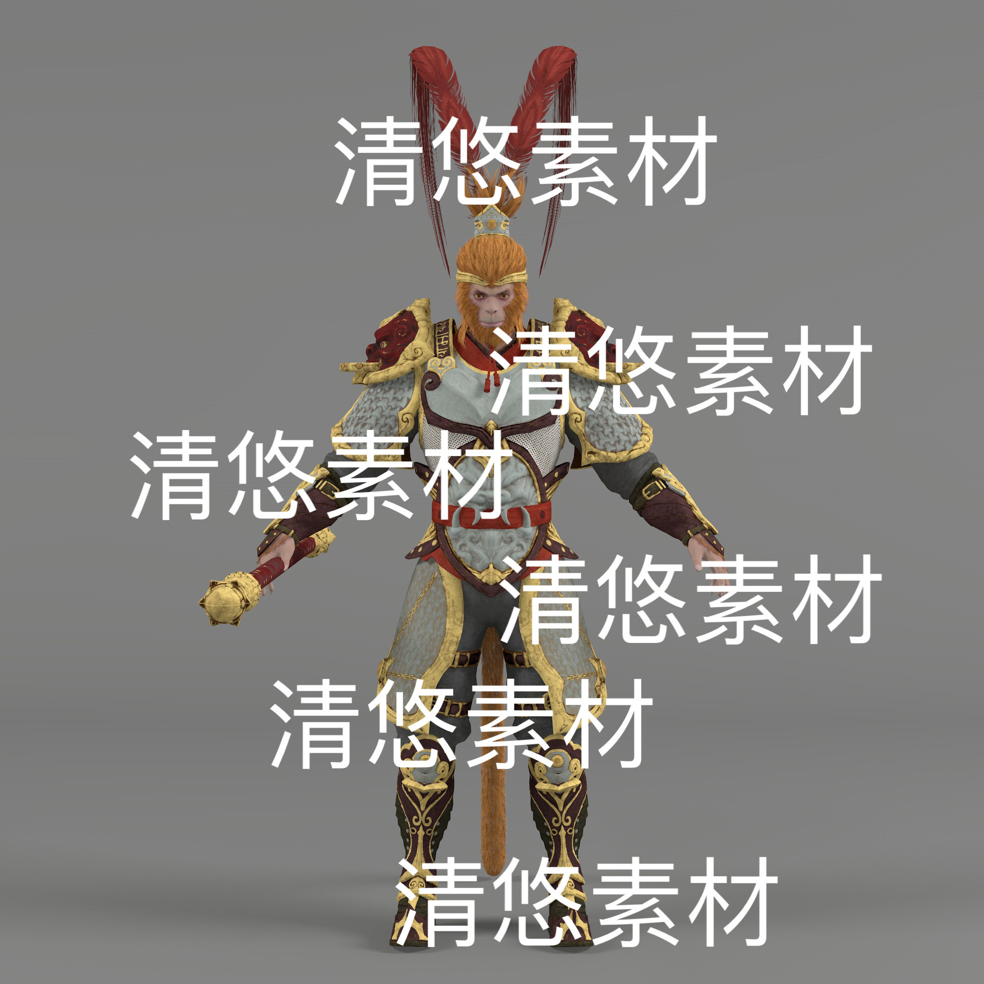 猴哥人物孙悟空大圣3d文件c4d fbx格式斗战胜佛文件 非实物E289