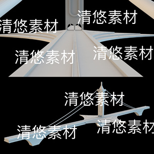 现代大桥悬索桥桥梁文件 非实物B499 3ds格式 obj c4d fbx