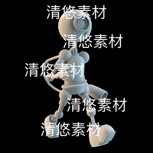 c4d obj格式 卡通灭火消防机器人骨骼绑定3D文件 非实物B938 fbx