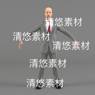 5种颜色 西服男c4d fbx格式黑帮大佬保镖骨骼绑定文件 非实物E237