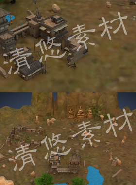 3dmax c4d fbx格式模型古建筑游戏场景废墟沙漠客栈 低模889