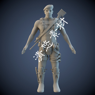 模型人物男 现代士兵武装 A257 obj格式 fbx 战士特种兵maya c4d