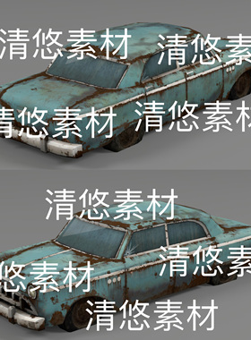 c4d fbx obj 3ds格式pbr次时代战损生锈复古汽车文件 非实物B953
