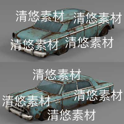 c4d fbx obj 3ds格式pbr次时代战损生锈复古汽车文件 非实物B953