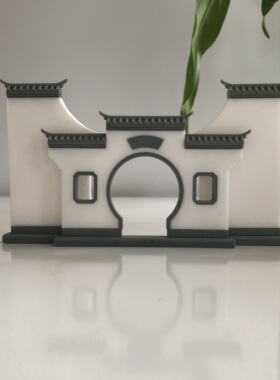 微景观微派半月墙古建筑摆件