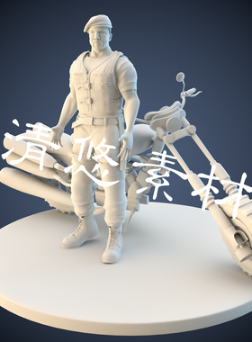 动作巨星史泰龙maya c4d fbx obj格式模型电影人物男摩托车 A145