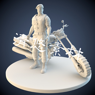 obj格式 动作巨星史泰龙maya c4d fbx A145 模型电影人物男摩托车