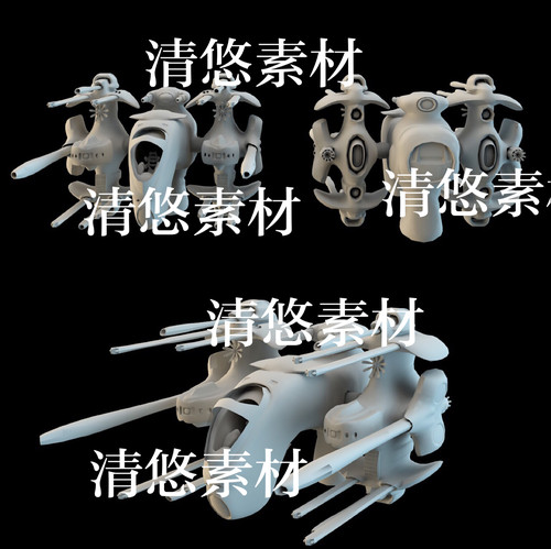 maya c4d fbx obj格式科幻风太空飞船战机模型文件 非实物B38