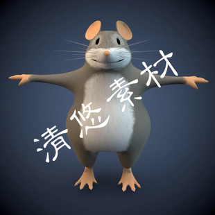 fbx可爱卡通胖老鼠小动物骨骼绑定耗子模型 非实物794 c4d maya