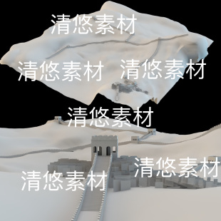 obj格式 maya c4d fbx 非实物D93 地形古长城围墙城墙模型文件