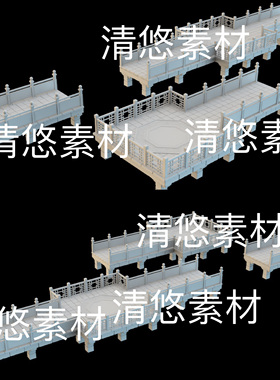 3dmax c4d fbx obj格式中式古代建筑水边公园石桥文件 非实物D783