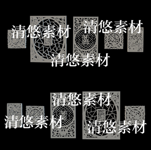 fbx c4d 3dmax 非实物B383 中式 古风花格窗花文件 obj格式 5个