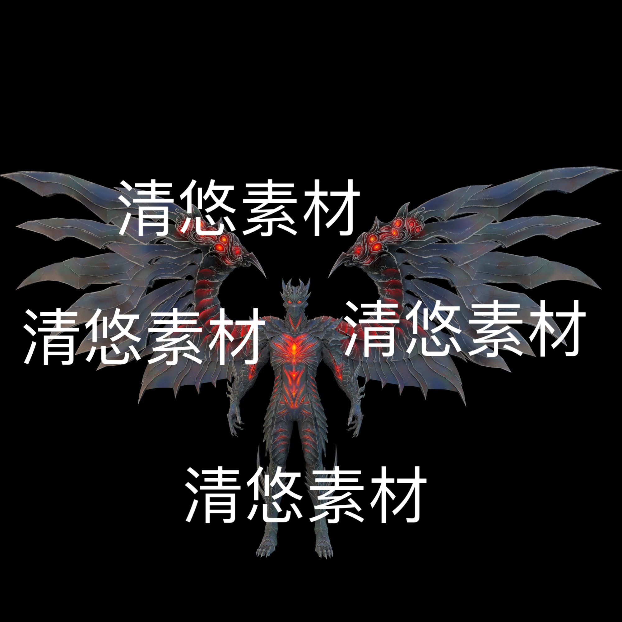 c4d fbx格式恶魔天使半兽人骨骼绑定角色文件 非实物B659