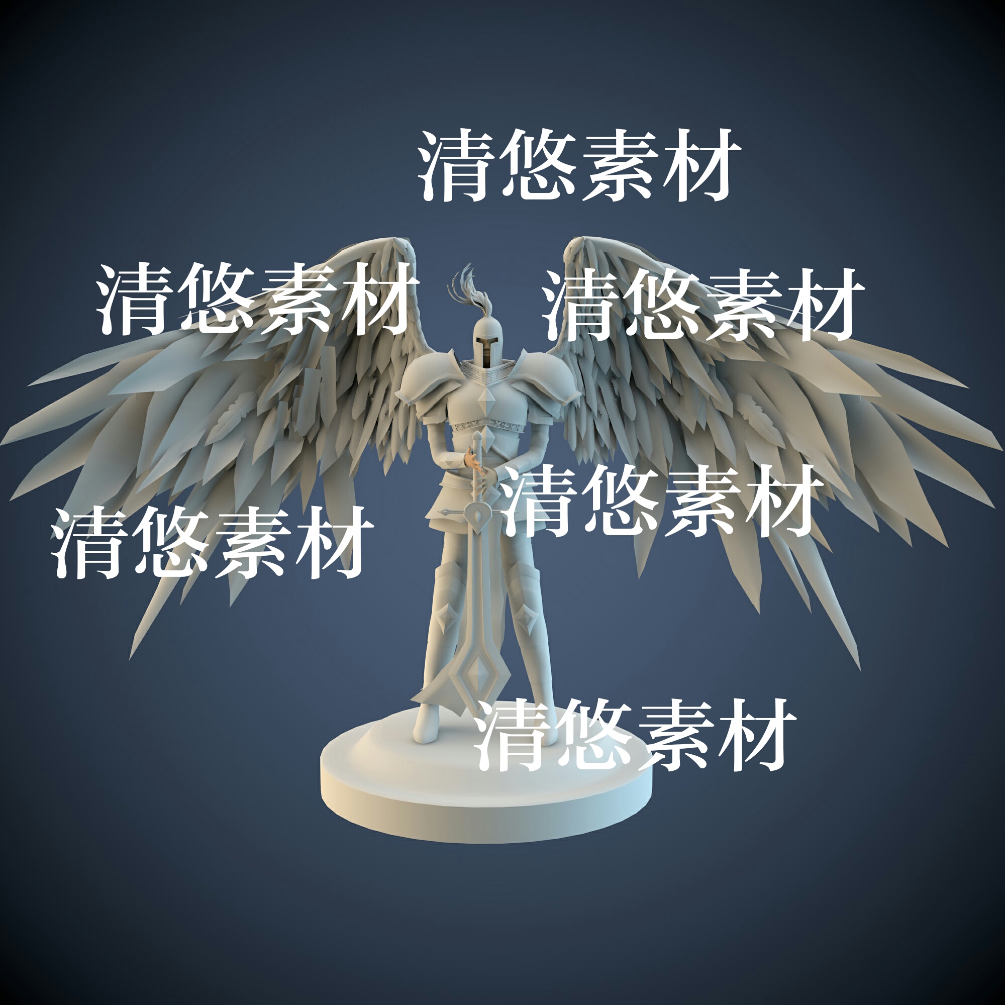 审判天使翅膀maya c4d fbx obj高精度盔甲长剑文件 非实物A752