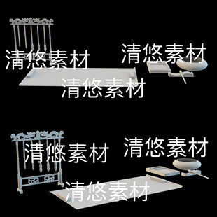 obj格式 3dmax c4d fbx 非实物D116 毛笔架文房四宝模型文件