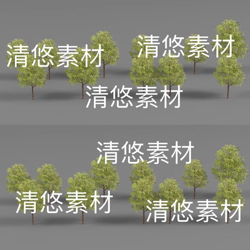 简模c4d fbx obj格式场景装饰树木植物大树模型文件 非实物E18
