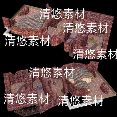 c4d fbx obj格式射击游戏场景民兵训练营场景文件 非实物D131