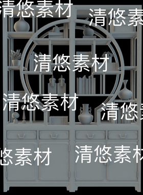 3dsmax c4d fbx obj格式古风博古架瓶子摆件柜子文件 非实物B477