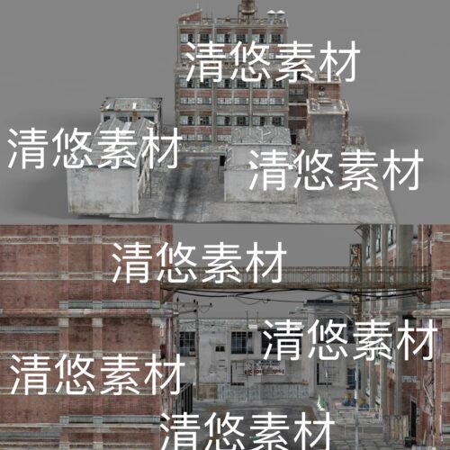 c4d fbx obj格式老旧复古建筑房子街区游戏场景文件 非实物D997