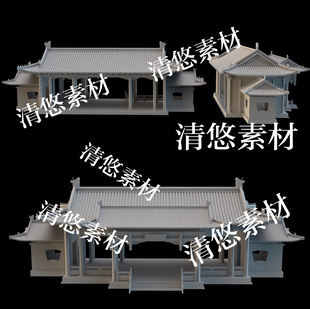 古风趵突泉南大门建筑文件 非实物B236 中式 obj格式 c4d fbx