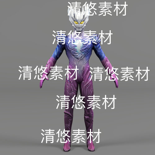 赛迦奥特曼人物模型c4d fbx格式骨骼绑定低模文件 非实物D383