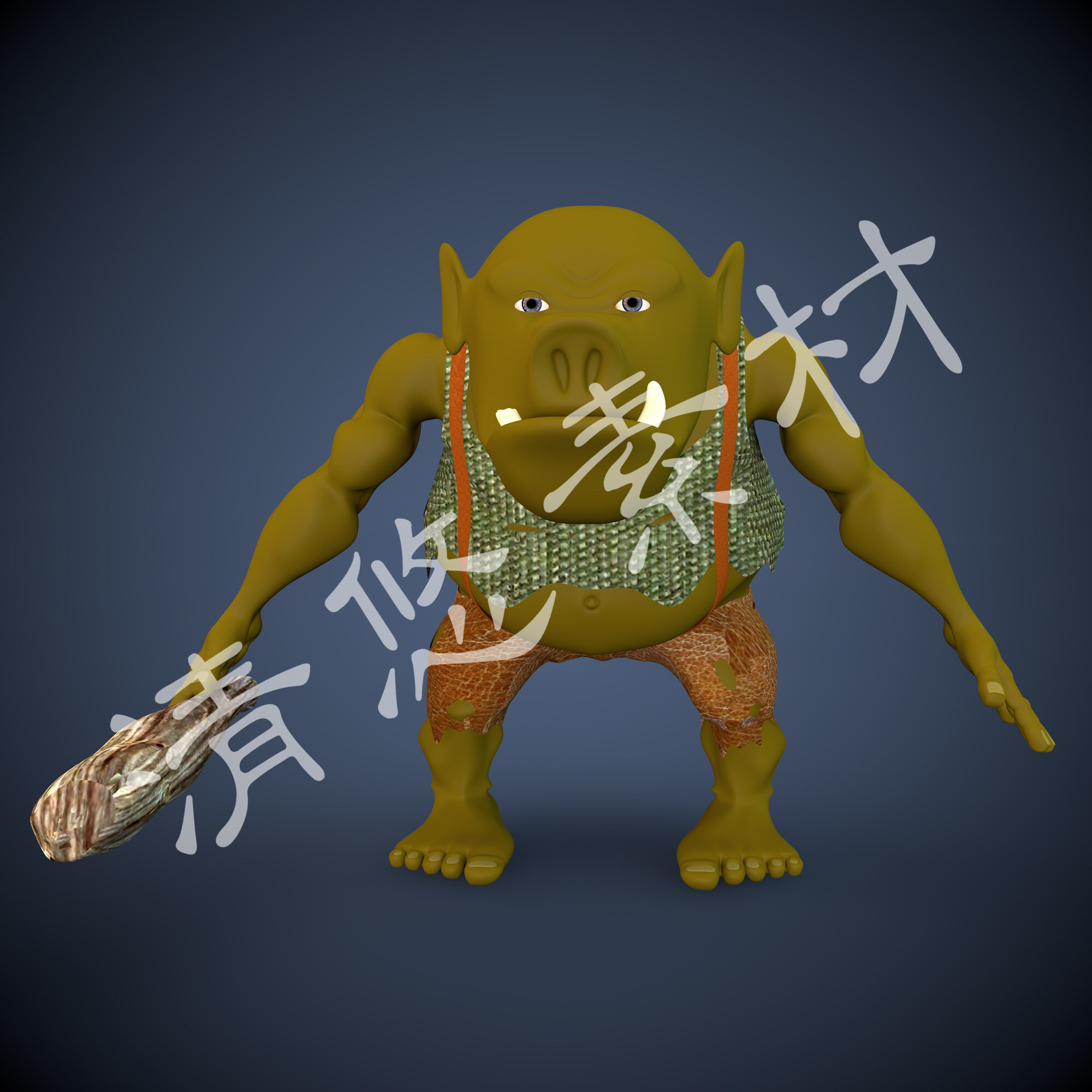 山海经原始半兽人3dmax c4d fbx格式模型人形猪妖猪怪 非实物591