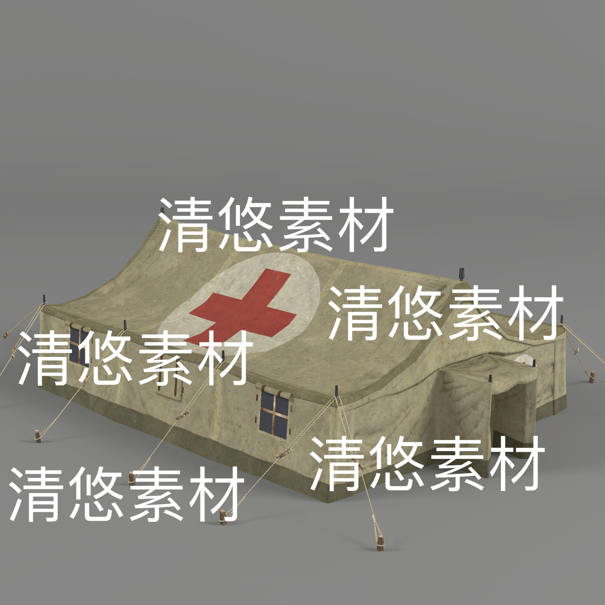 c4d fbx obj格式现代战地救灾医疗帐篷模型文件 非实物D892