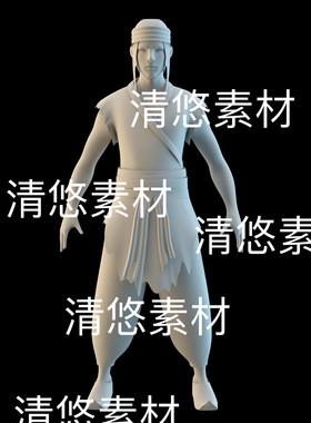 c4d fbx obj格式古装古代人物青年男子村民农民文件 非实物D845