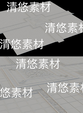 3dmax c4d fbx obj 3ds格式古风花纹地面地砖文件 非实物B463