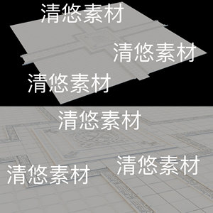 3dmax c4d fbx obj 3ds格式古风花纹地面地砖文件非实物B463