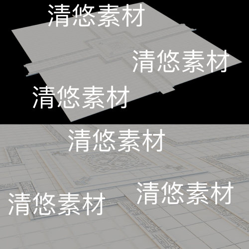 3dmax c4d fbx obj 3ds格式古风花纹地面地砖文件 非实物B463
