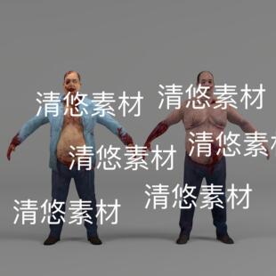 次时代惊悚僵尸文件骨骼绑定游戏活死人c4d 非实物E349 fbx格式