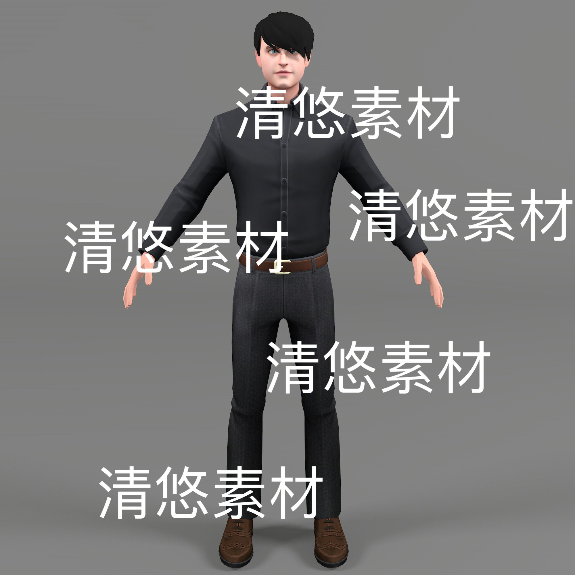 c4d fbx obj格式骨骼绑定商务休闲男青年人物文件 非实物D947