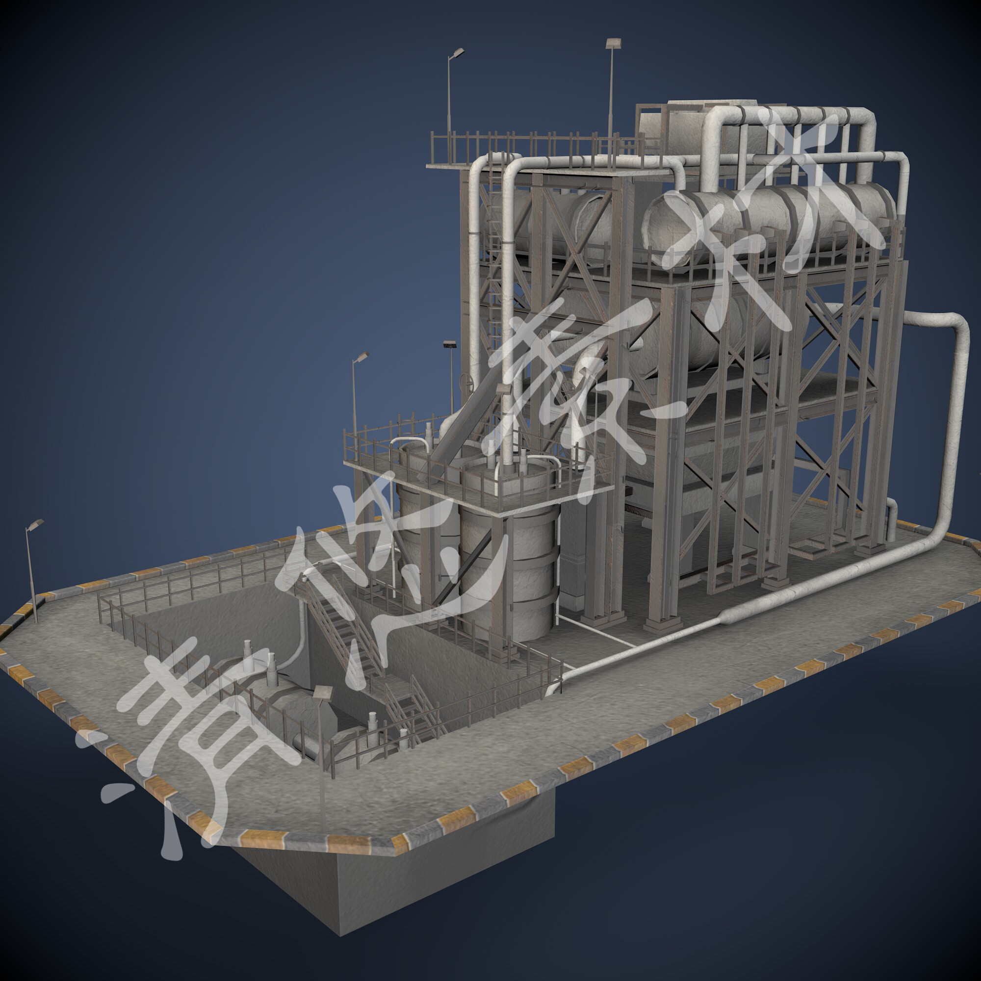 炼油厂 次世代unity 3dmax c4d模型 游戏场景元素装饰fbx格式406