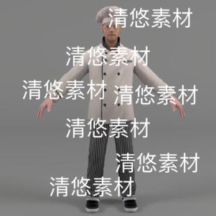 obj文件 西式 厨房厨师人物男c4d fbx 非实物E355 餐厅服务员大厨