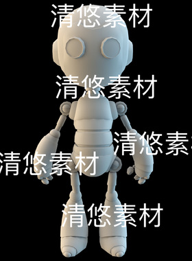 maya c4d fbx格式卡通Q版小人骨骼绑定机器人模型文件 非实物D541