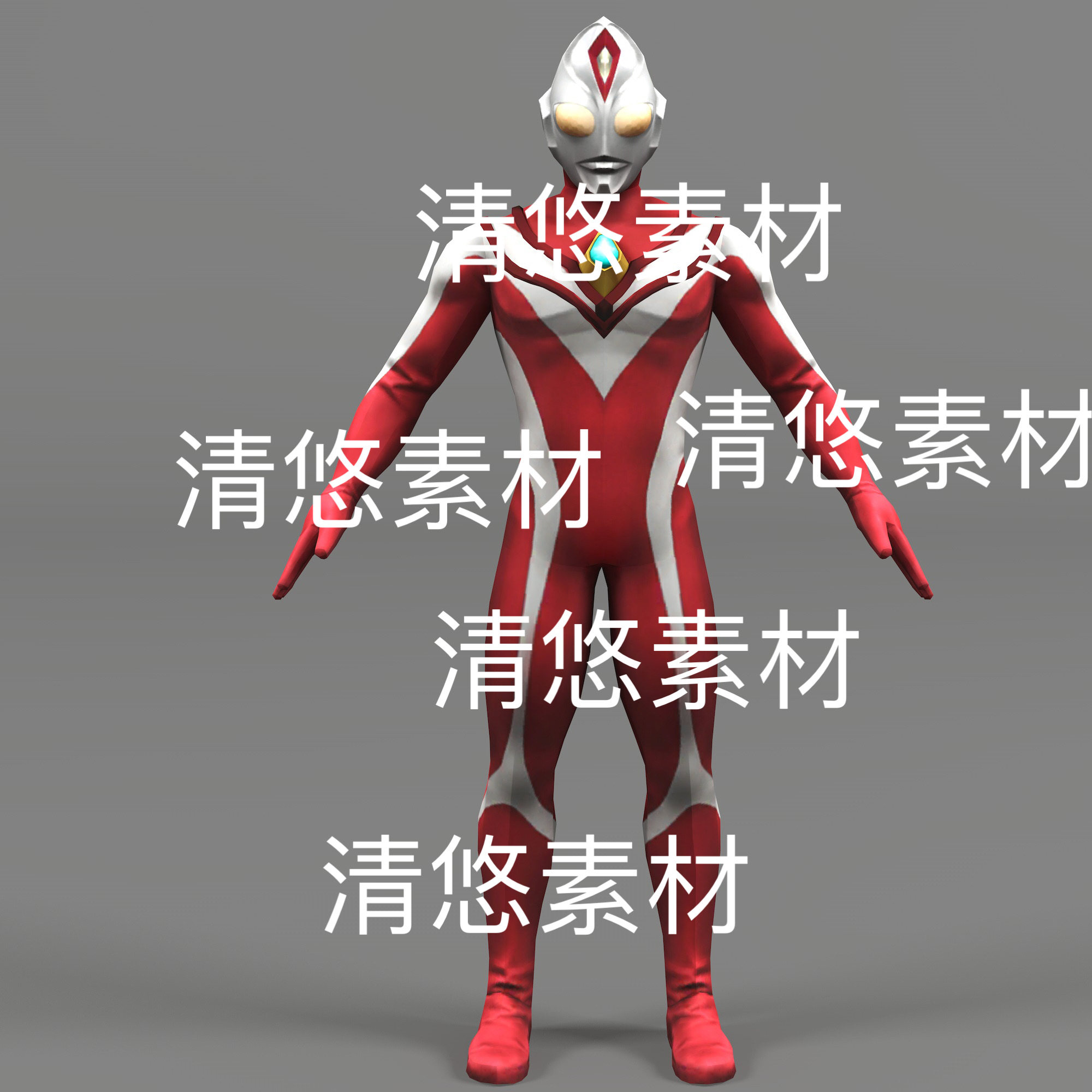 戴拿奥特曼人物模型c4d fbx格式骨骼绑定低模文件 非实物D130