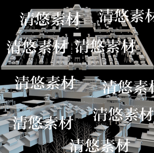 obj格式 简模su c4d fbx 非实物B249 古代建筑咸阳城城墙城池文件