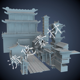 obj古建筑模型场景模型临安建模参考 maya c4d fbx 818 白模