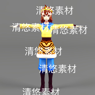 卡通孙悟空绑定齐天大圣猴子模型3D文件 非实物D958 fbx格式 c4d