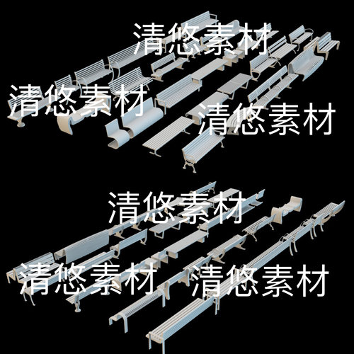 su c4d fbx obj 3ds现代户外公园路边座椅休息椅文件 非实物B441